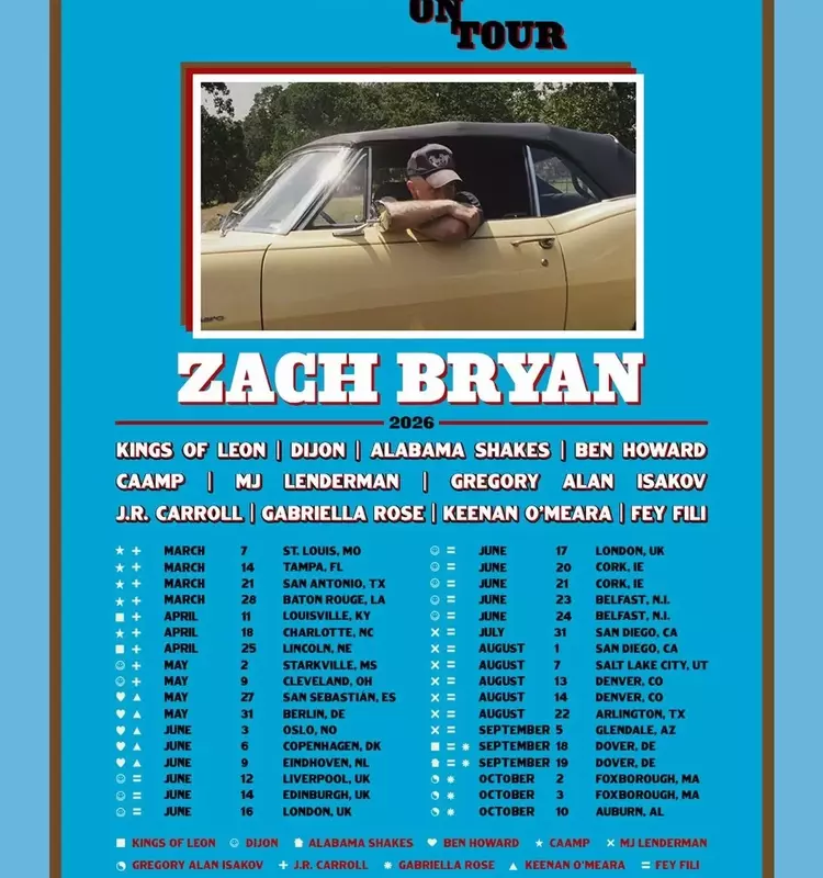 Zach Bryan Unveils Extensive 2026 'With Heaven on Tour' Global Schedule