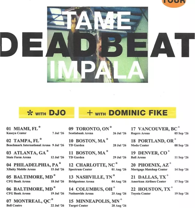 Tame Impala Announces Extensive North American "Deadbeat" Tour Extension