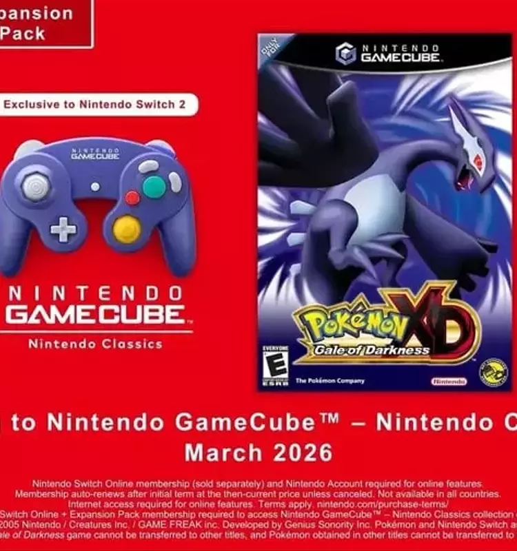 Pokémon XD: Gale of Darkness Arrives on Switch 2 GameCube NSO in March