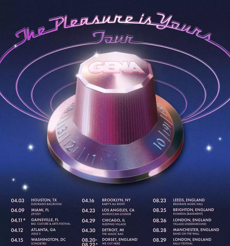 GENA Announces Debut Tour for 'The Pleasure Is Yours'