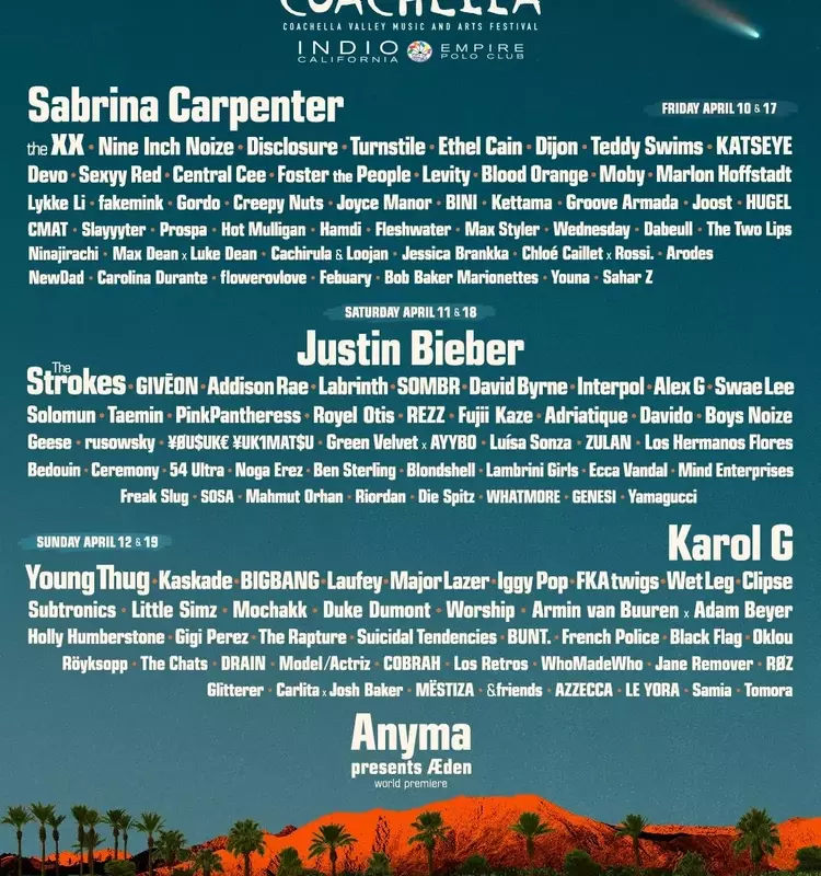 Coachella 2026: Weekend One Schedule Revealed