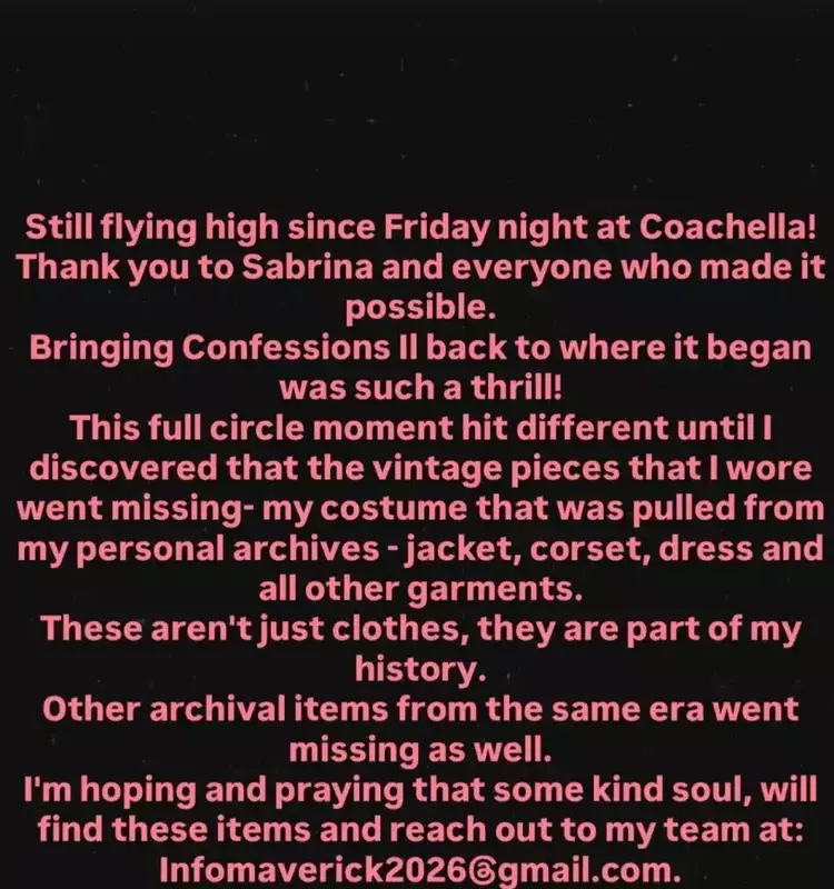 Madonna Appeals for Return of Missing Coachella Wardrobe